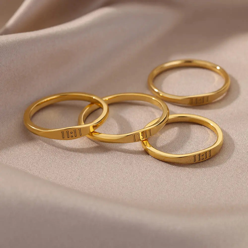 Glück 11:11 Engel Zahl Ringe für Frauen Edelstahl Finger Ring Vintage Hochzeit Ästhetischen Schmuck Geschenk anillos mujer
