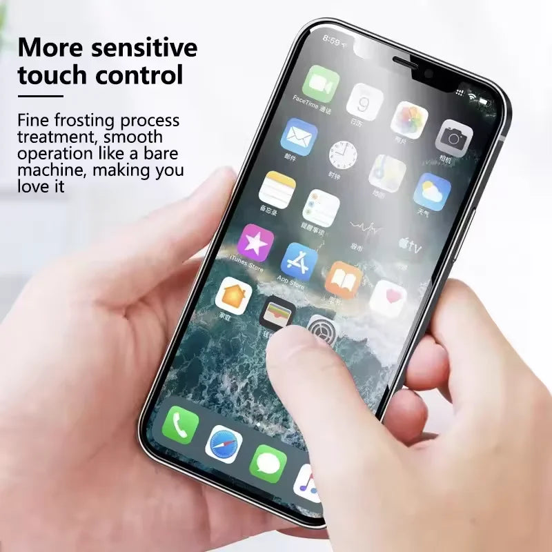 3 Stück mattes gehärtetes Glas für iPhone 16 15 14 12 11 13 Pro Max Plus Mini 16e XS Max Displayschutzfolien mattierte Anti-Fingerabdrücke