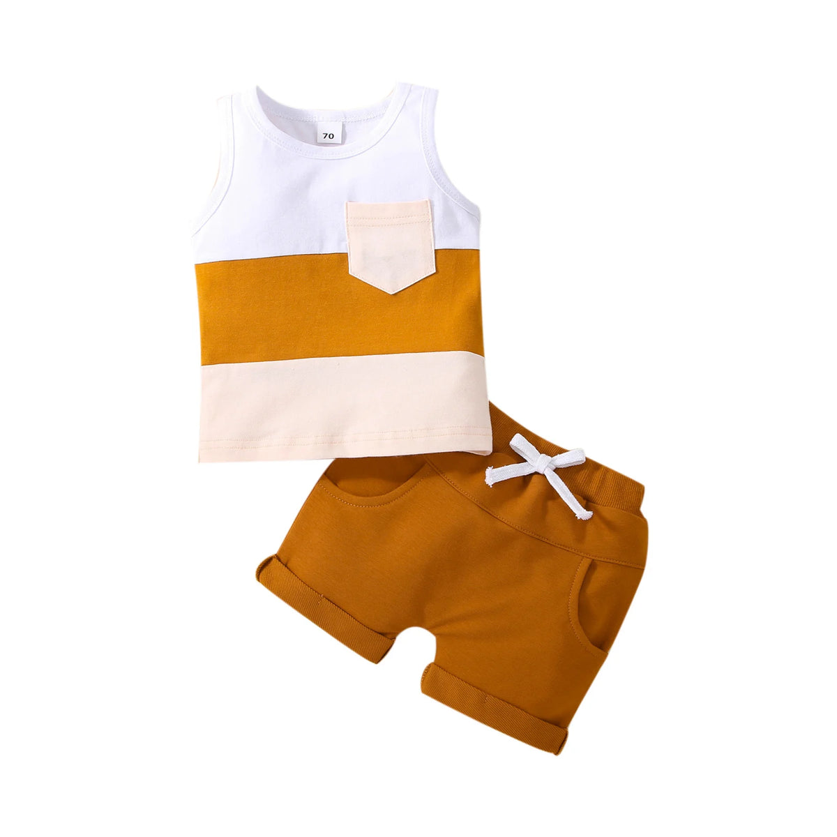 Infant Baby Jungen 2PCS Hosen Anzug, Sleeveless Patchwork Crew Tank Tees + Weiß Straps Kurze Hosen, kleinkind Jungen Casual Outfit