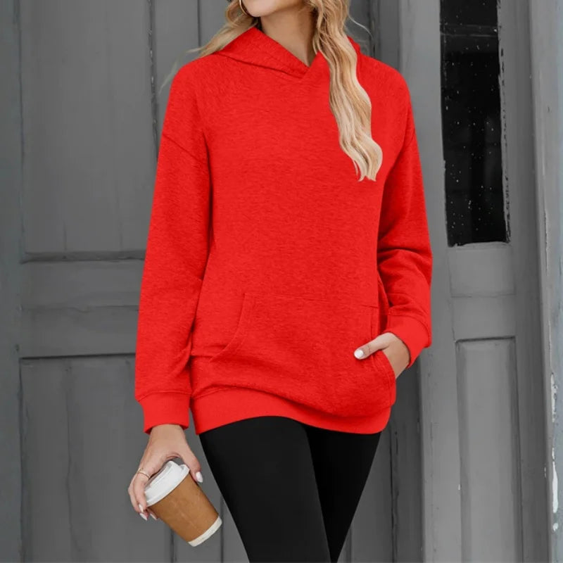 2026 NEU Damen Kapuzenpullover Locker Lässiger Sweatshirt mit Fallschulter-Ärmeln Frühling Herbst Outdoor Damen-Sweatshirt
