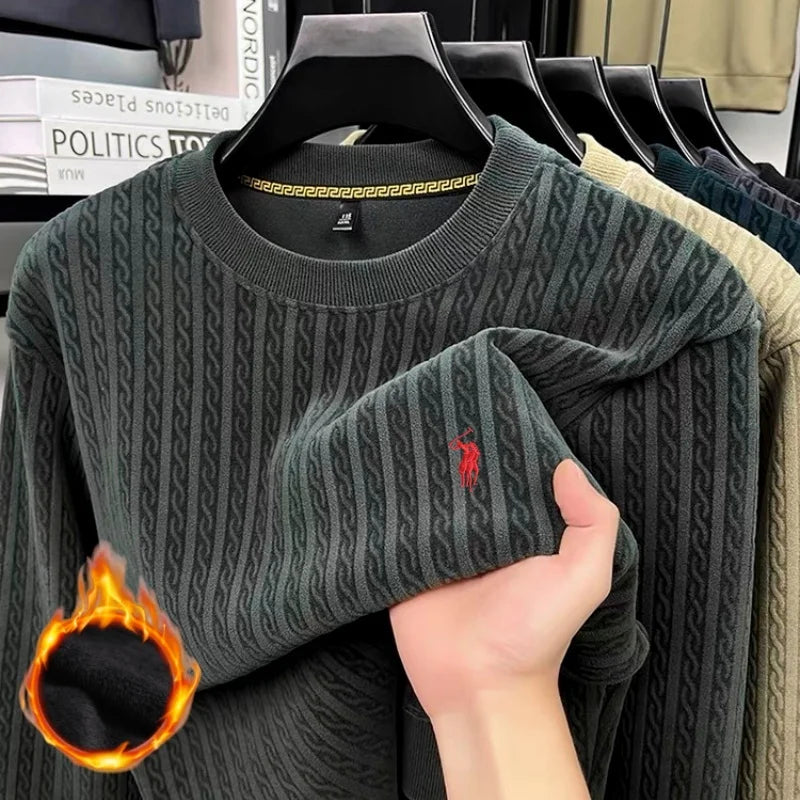 Luxus Herbst und Winter neue heiße verkaufende samt warme Strickpullover modische Männer Marke Paul bestickt bequeme Pullover