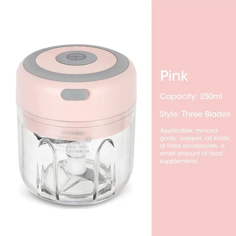Elektrischer Mini-Knoblauchzerkleinerer 100ML/250ML Lebensmittelzerkleinerer Knoblauchpresse USB Tragbarer Kleiner Küchenprozessor für Gemüse