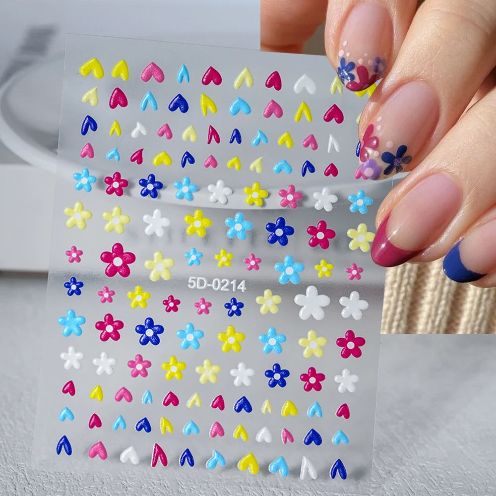 5d exquisite Gänseblümchen Nagel Aufkleber 1 Blatt bunte Blumen Nagel Aufkleber 8*10cm selbst klebende luxuriöse Gänseblümchen Nail Art Aufkleber Dekor 9 #