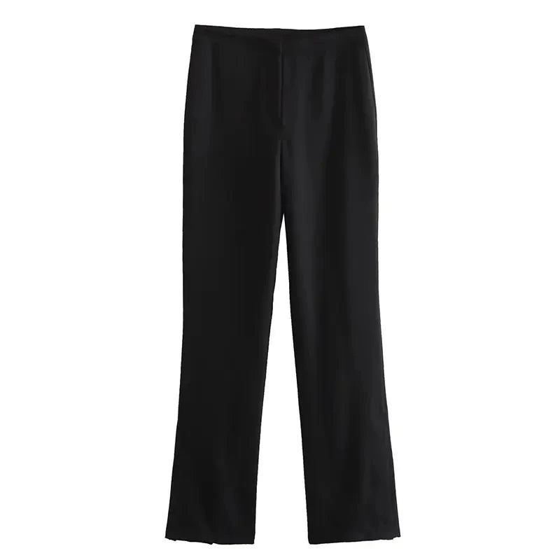2024 Damen-Hosen-Set, einreihige Tasche, trägerlos, schmales Röhrenoberteil + wilde Damen-Hose mit geradem, weitem Bein und langer Hose, Straße