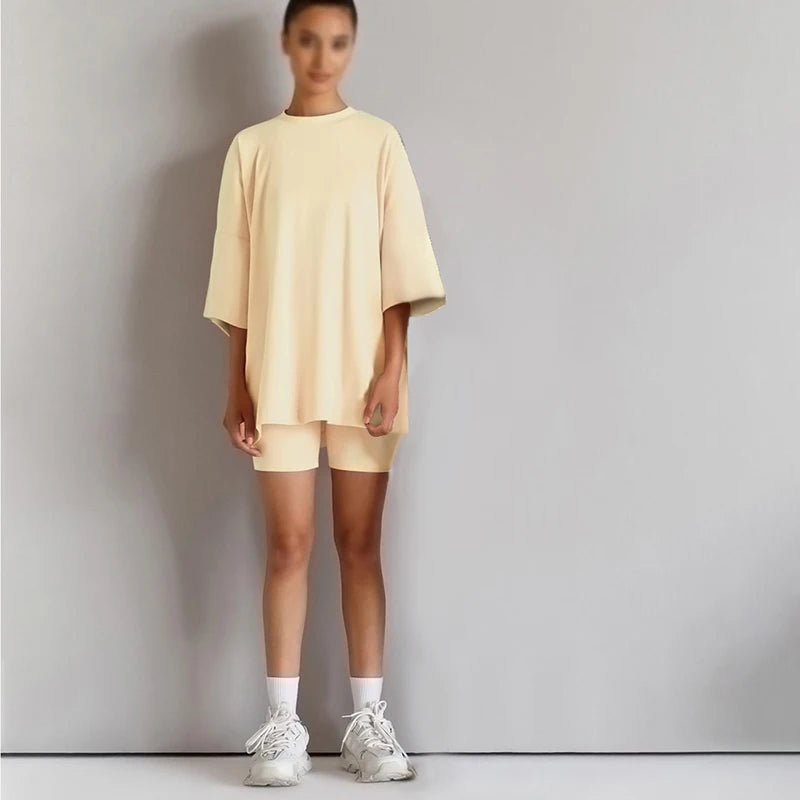 Neuheit Kleine Kinder Baby Mädchen Kleidung 2 Stück Trainingsanzug Set Übergroßen Kurzarm Baumwolle T-shirt + Leggins Shorts Sport Anzug