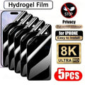 5er-Pack Vollflächiger Anti-Spy Hydrogel-Schutzfilm für iPhone 17 16 15 14 Pro Max Air 13 12 11 Pro 16 15 Plus Kratzfester Displayschutz