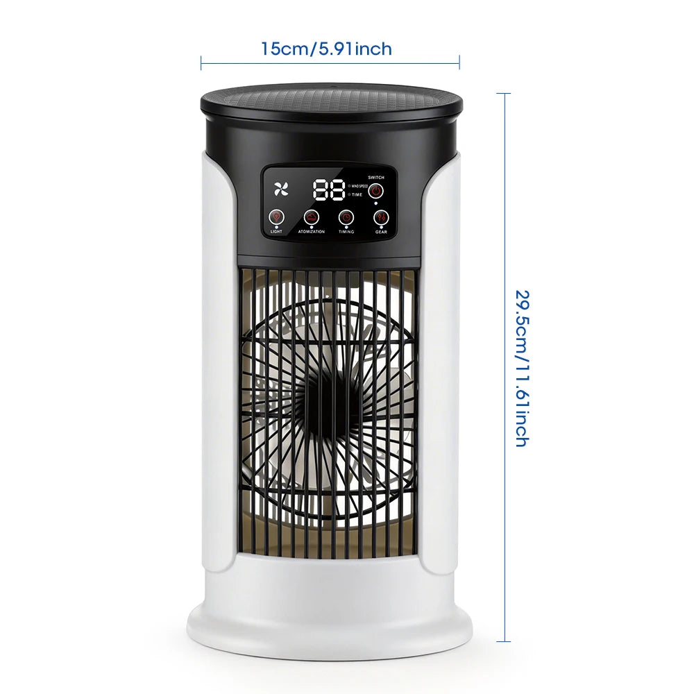 Mini-Ventilator, tragbare USB-Klimaanlage für Zuhause, Büro, Kaltluft-Kühlventilator, Luftbefeuchter, LED-Nachtlicht, 6-stufiger leiser Ventilator