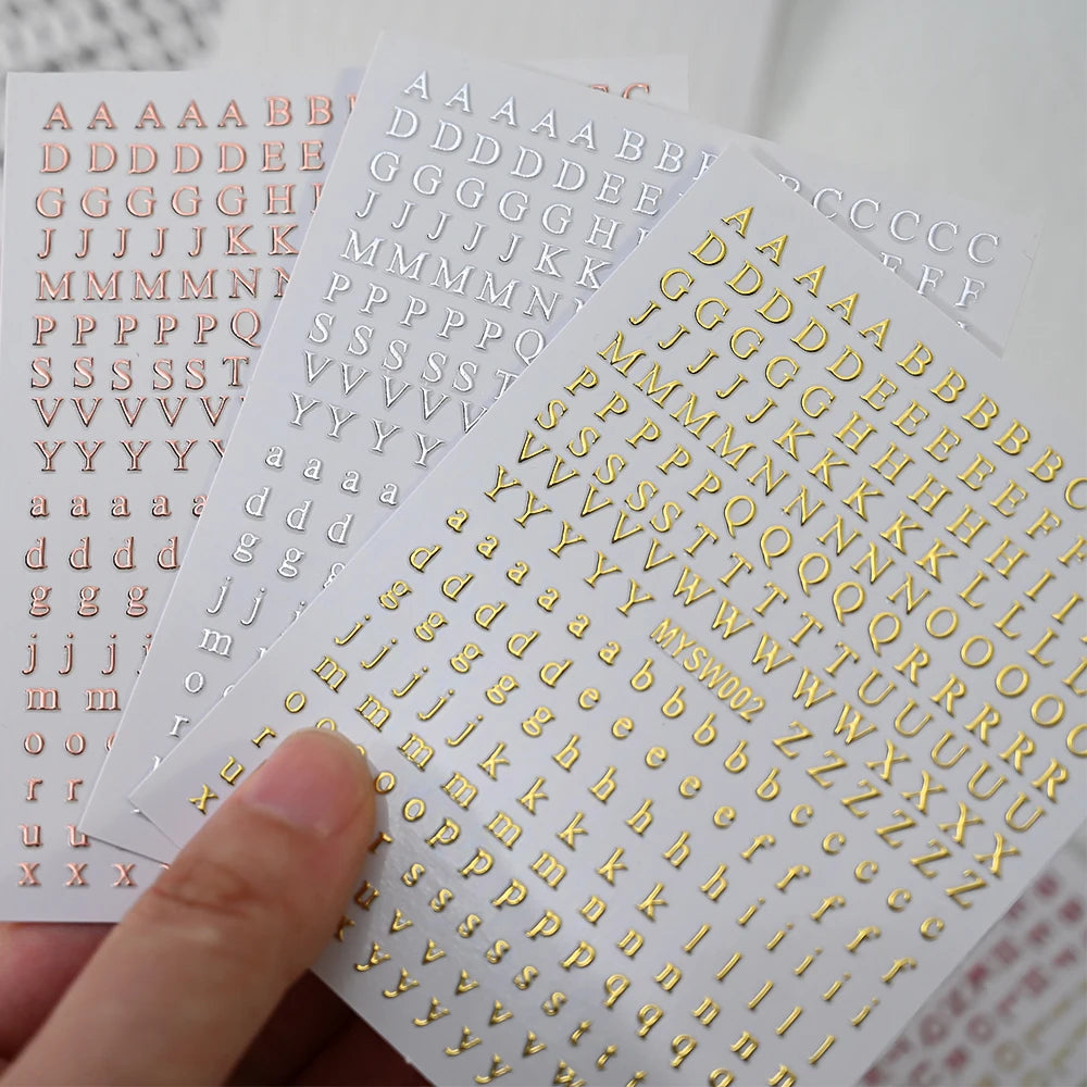 1 Stück 3D Englischer Buchstabe Nail Art Aufkleber Kleine 26 Alphabet Klebeaufkleber 10*8 cm 0-9 Nummer DIY Sliders Maniküre Dekorationen