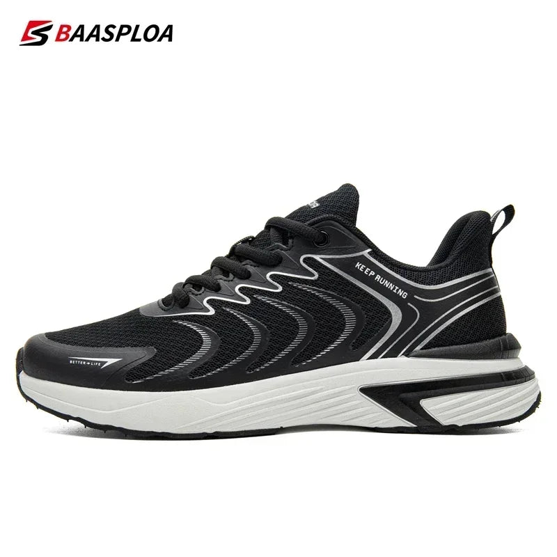 Baasploa Herren-Laufschuhe, neue leichte Mesh-Sportschuhe, atmungsaktiv, modisch, bequem, Freizeitschuhe, rutschfest, zum Gehen