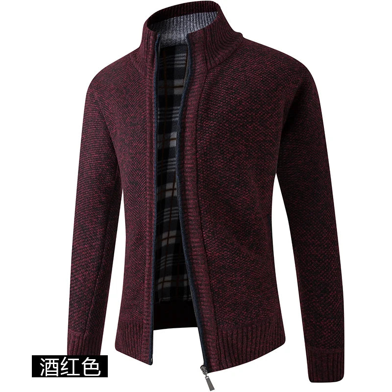 Herren Stehkragen Pullover neue Strickjacke in Herbst und Winter koreanische Version der schlanken einfarbigen Pullover Jacke