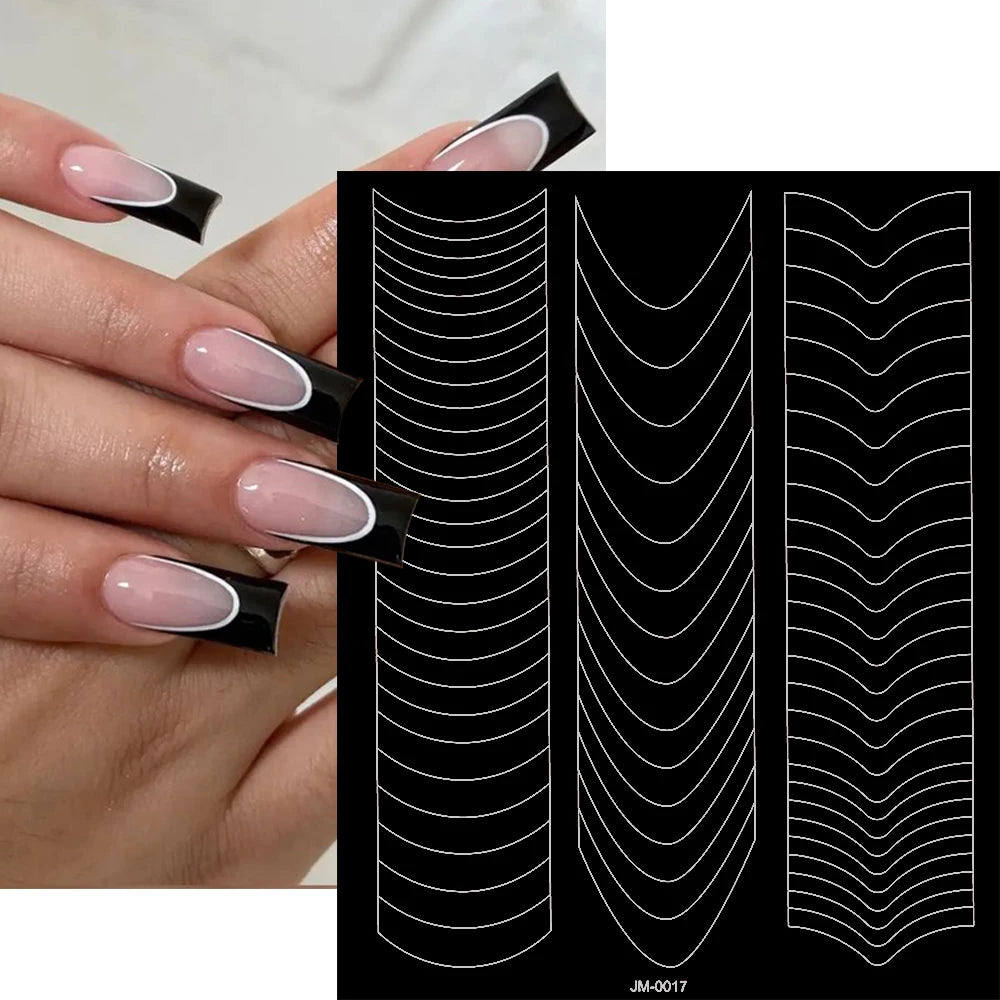 24 Muster Airbrush-Schablonen, Nagelkunst-Aufkleber, hohler Schmetterling/Blume/Schleife/Französische Liniendruckschablonen, Nagelaufkleber, DIY-Werkzeuge