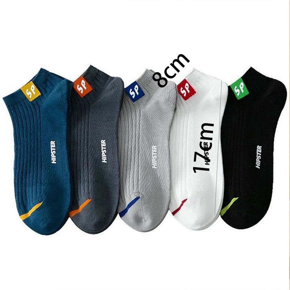 5 Paar Herrensocken, hochwertige Frühlings- und Herbstverdickte, atmungsaktive Bootssocken, niedrig geschnittene Socken mit flachem Mund, Freizeitsocken für Herren
