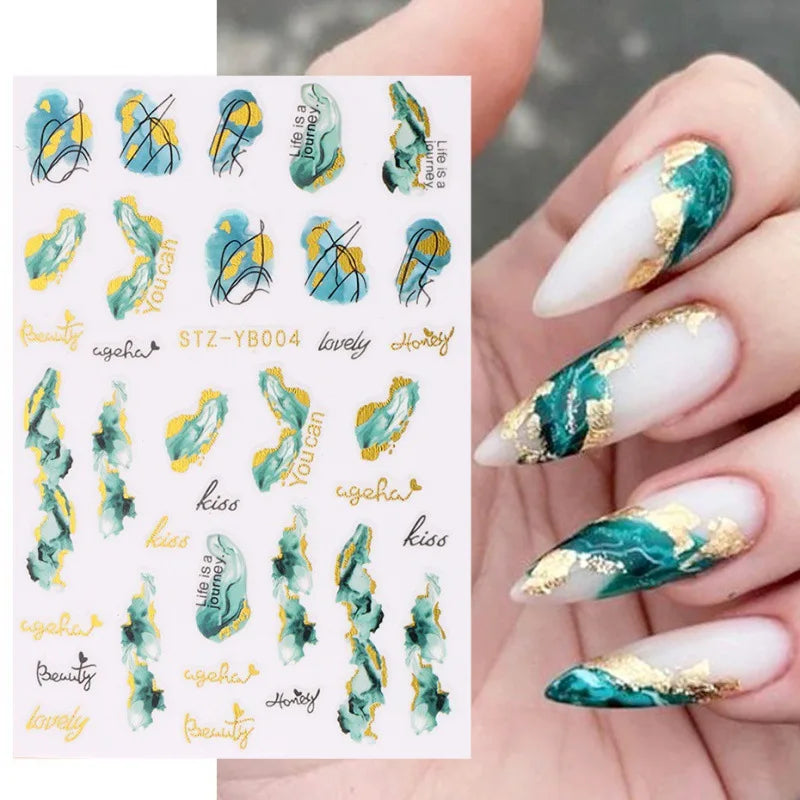 1PCS Schwarz Weiß Schmetterling Laser Nagel Aufkleber Y2K Nail art Dekoration Abstrakte Linien Bronzing Blumen Aufkleber Für Nägel