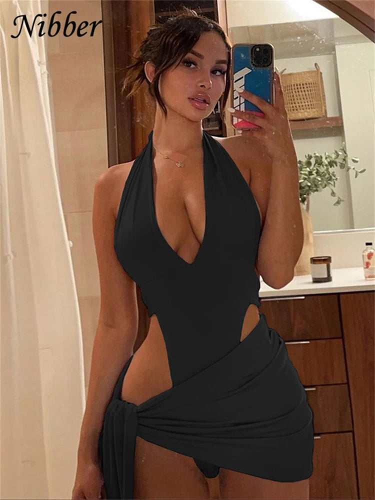 Nibber Sexy Strand-Urlaubskleidung Basic Bikini Bodysuit Röcke 2-teilige Sets für Damenbekleidung Badeanzüge Damen 2026