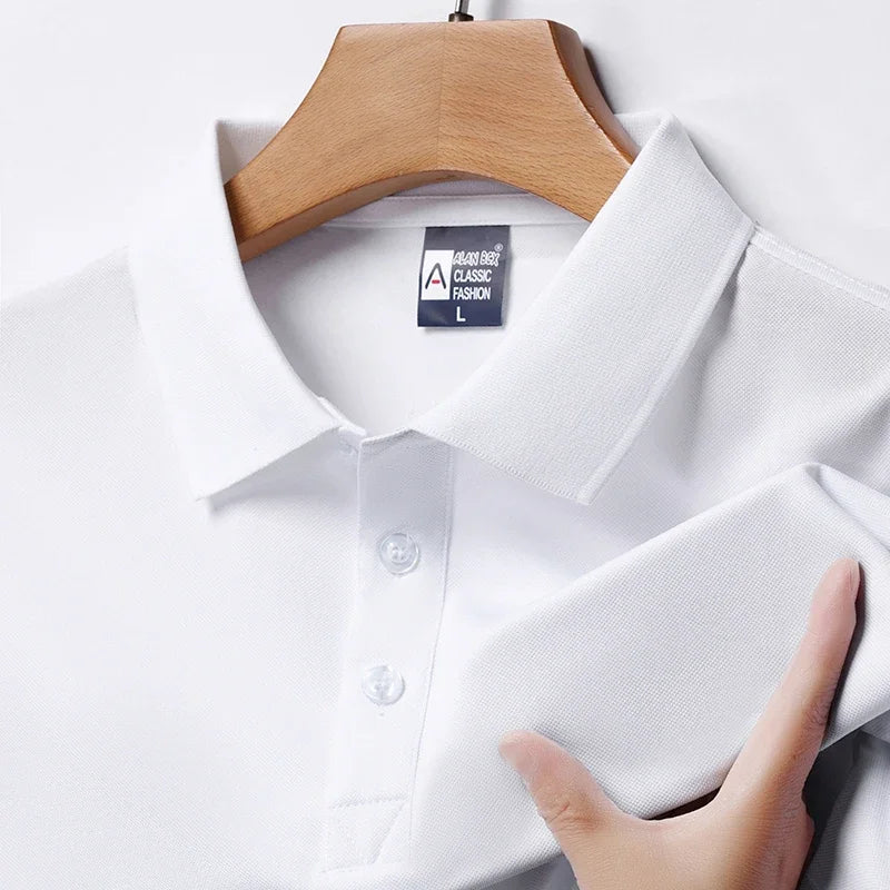 Modisches, solides Kurzarm-Poloshirt für Herren, Sommer, atmungsaktiv, bequem