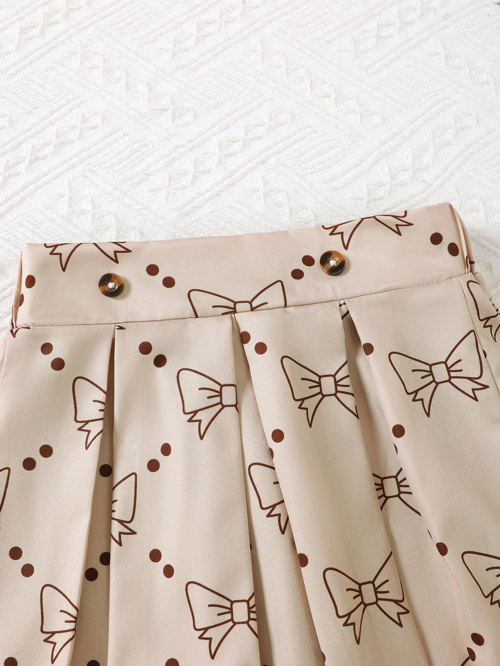 Mädchen-Set mit Kragen, Schleife, ärmellosem Oberteil und A-Linien-Rock, geeignet für 4–7 Jahre alte Mädchen, Sommermode-Kleidung