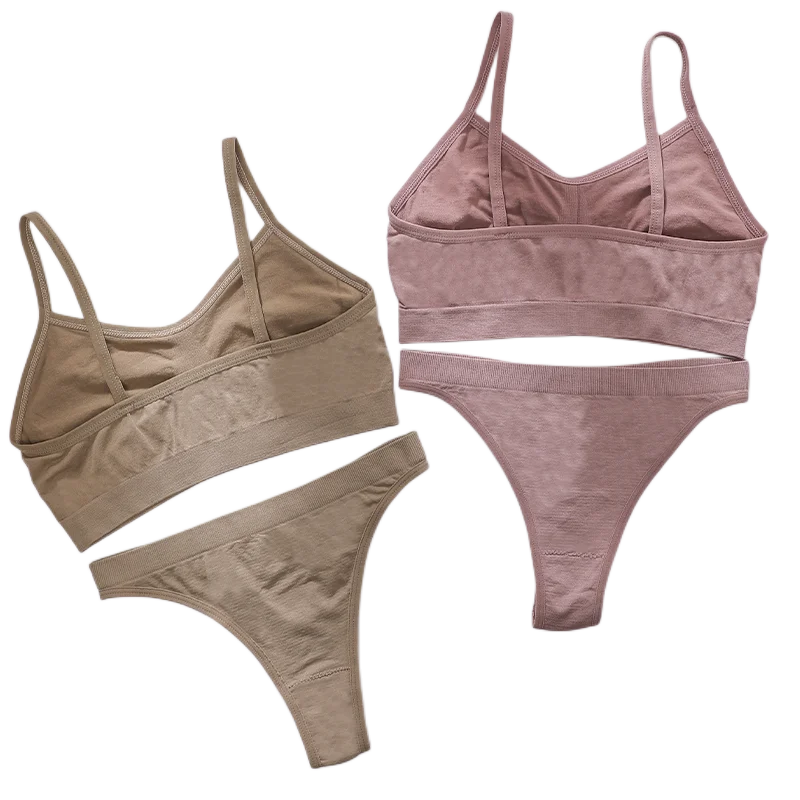 Frauen Nahtlose Bh Set Push-Up Sport-Bh Weibliche Unterwäsche Set Niedrigen Taille Thongs Draht Freies Weiche Crop Top Sexy Mädchen Dessous Set