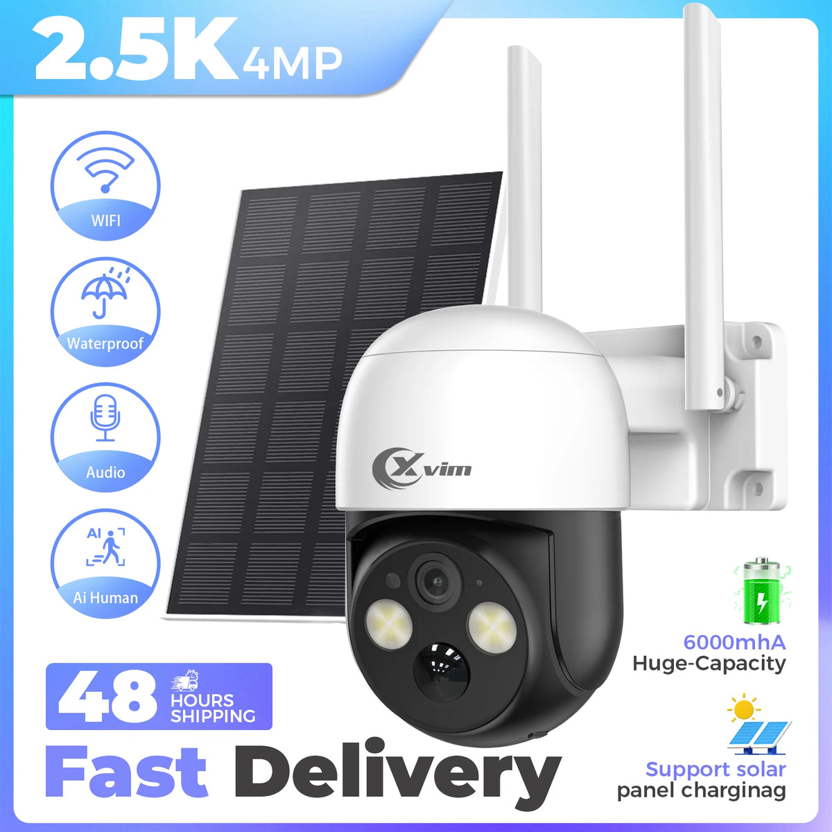 XVIM 4MP PTZ Wifi Wireless Outdoor Solar Kamera Eingebaute Batterie Video Überwachung Kamera Lange Standby Zwei-wege Audio