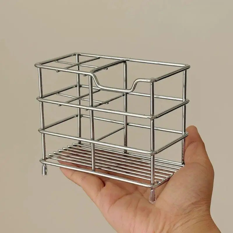 1PC Badezimmer Zahnbürste Halter Edelstahl Schwarz Silber Waren Regal Zahnpasta Halter Stehen Langlebig Badezimmer Organizer