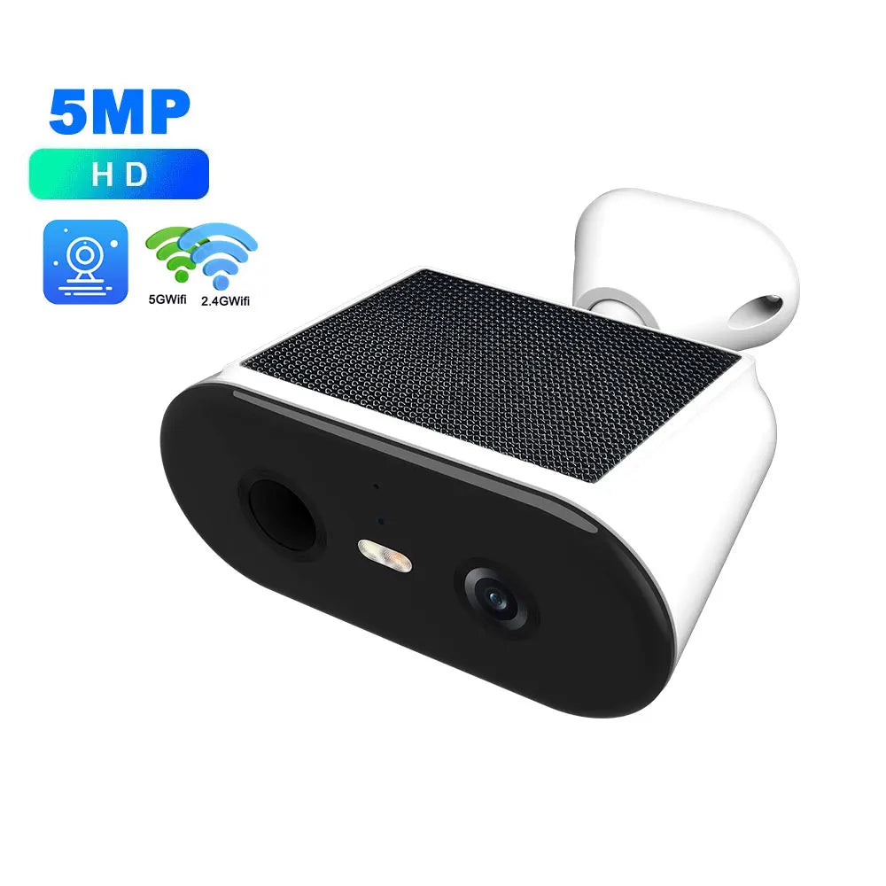 2K Solar-Überwachungskamera für den Außenbereich, kabellos, 2,4 G und 5 GHz, WLAN-IP-Kamera, 5 MP HD, integrierter Akku, Videoüberwachung, lange Standby-Zeit