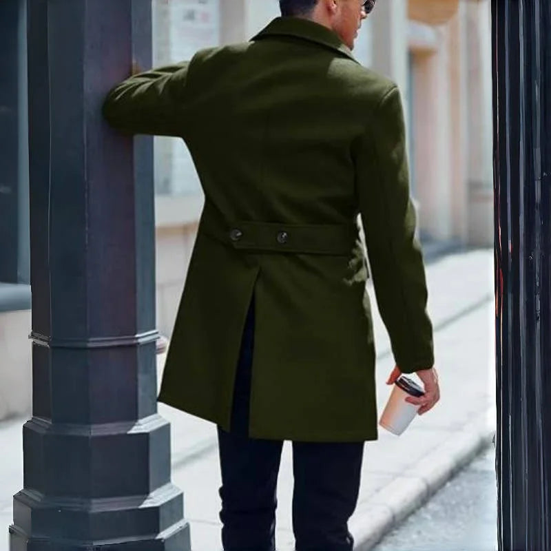 Herren Winter Mittellanger Mantel Wolle Warme Mäntel Futter Zweireiher Revers Jacke Street Wear Herrenbekleidung Oberbekleidung