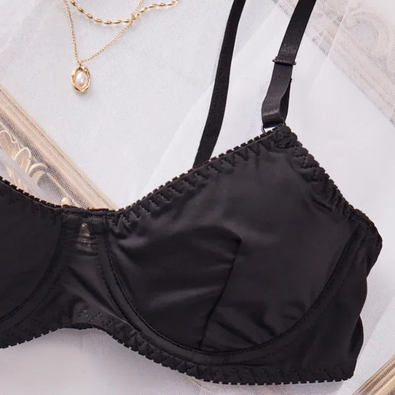 Damen Glatte Bequeme Dünne Unterwäsche Frauen Sexy Nachtwäsche Innere Einfarbig Schlaf Unterwäsche Bh Set