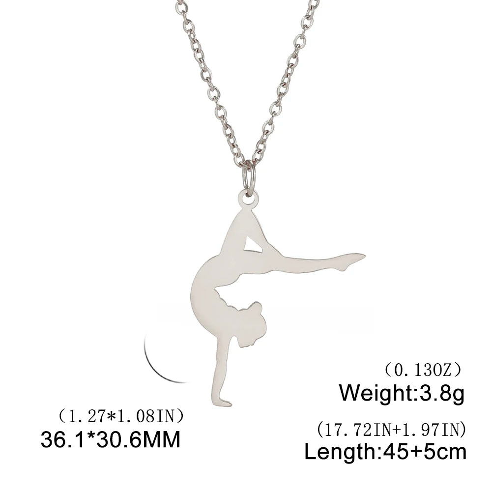Amaxer Edelstahl Sport Sportler Künstlerische Gymnastik Halskette Für Frauen Anhänger Halsband Team Schmuck Geschenk
