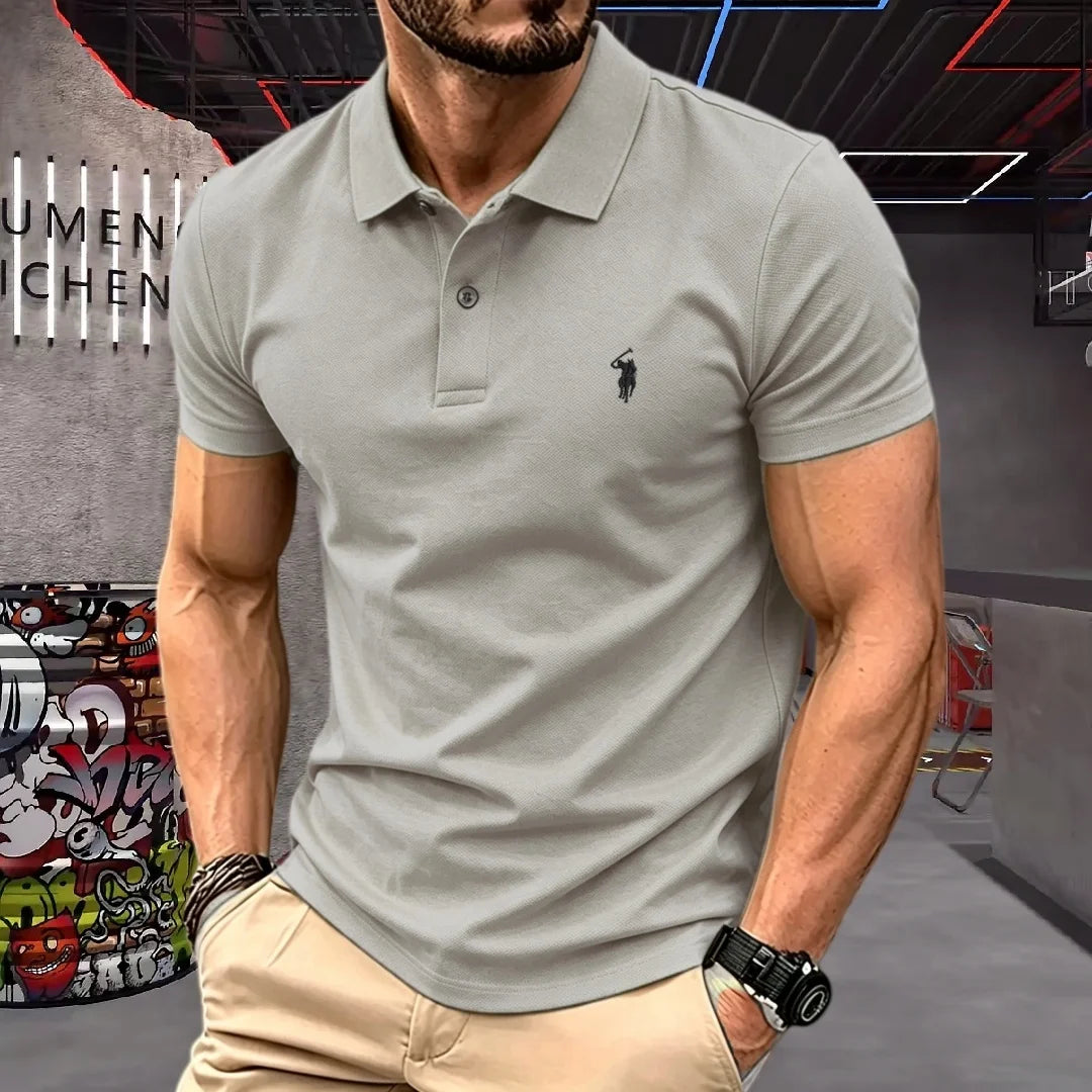 100% reine Baumwolle, hochwertiges Marken-Herren-Poloshirt mit kurzen Ärmeln, Sommer 2026, luxuriöses Mode-Golf-Oberteil mit Pony-Stickerei, lässiges T-Shirt