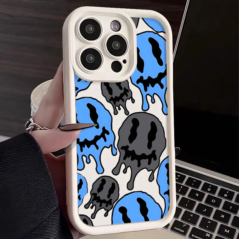 Geister-Skelett-gemusterte TPU-Softhülle für iPhone 15 16 14 Pro Max 13 12 11 Pro Max 16e stoßfeste Stoßstange Silikon-Telefonabdeckung