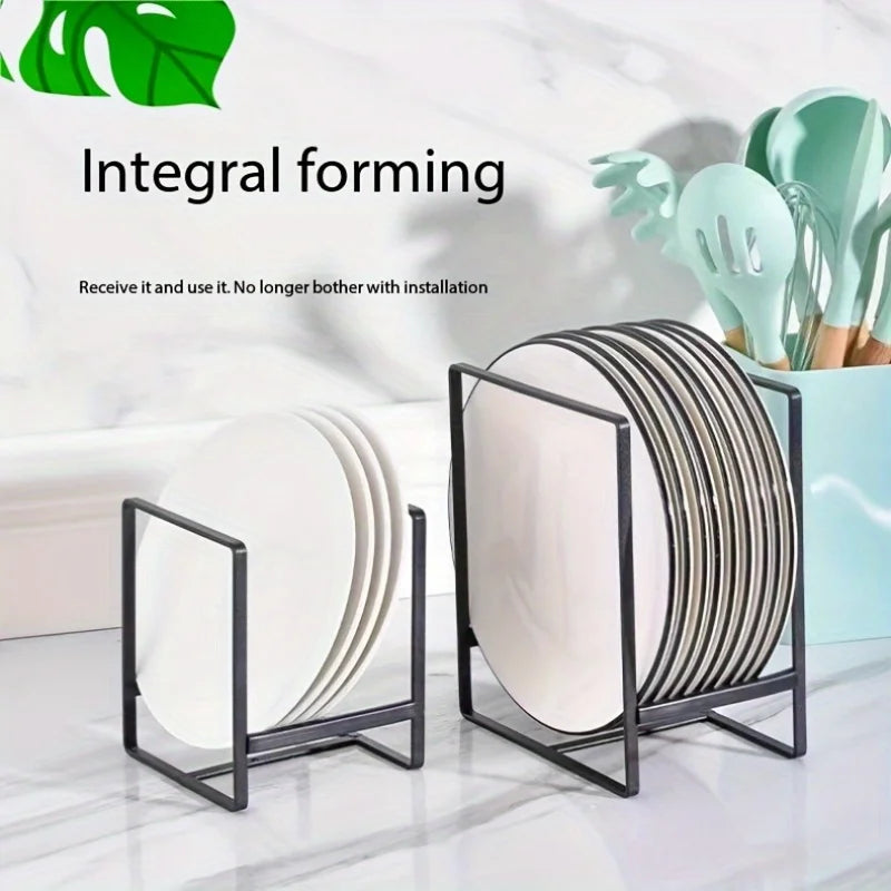 1 Stück Elegantes Metall-Geschirrregal-Set, Platzsparender Mehrstufiger Organizer, Teller- und Besteckhalter, Ausziehbares Design, Küchenaufbewahrung