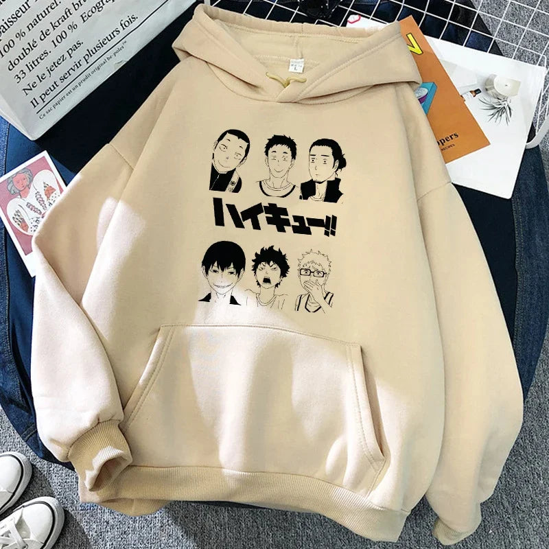 90er Jahre japanische Anime Haikyuu Hoodies Frauen lustige Karasuno Fly High Grafik Streetwear Winter warme Mode männliche Sweatshirts Unisex