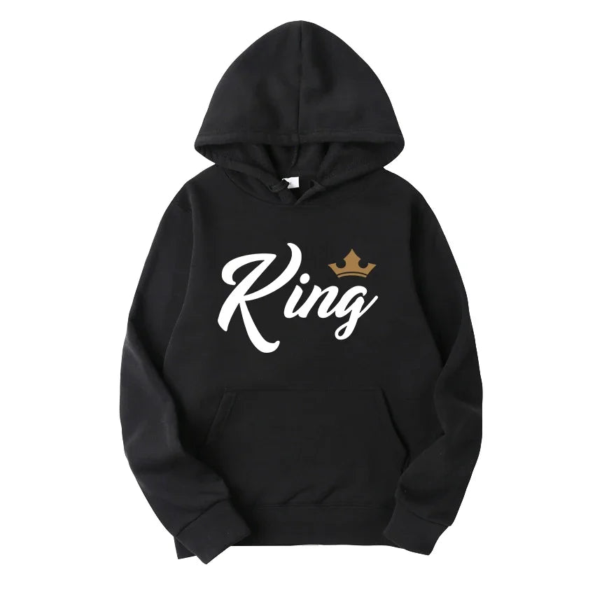 Mode Männer Frauen Langarm Pullover Mit Kapuze Sweatshirts Unisex König und Königin Drucken Hoodies Casual Streetwear Paar Schweiß