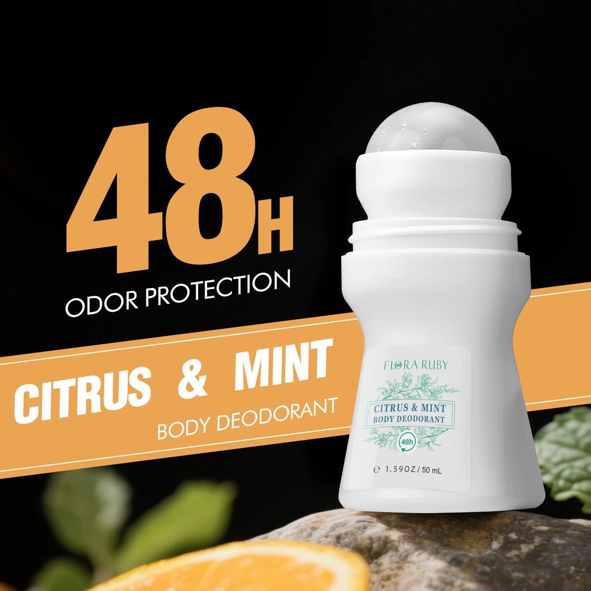 Flora Ruby Light Green Serie Deodorant Roll-On für Frauen und Männer Allzweck-Deodorant Aluminiumfrei Leicht zu Transportieren