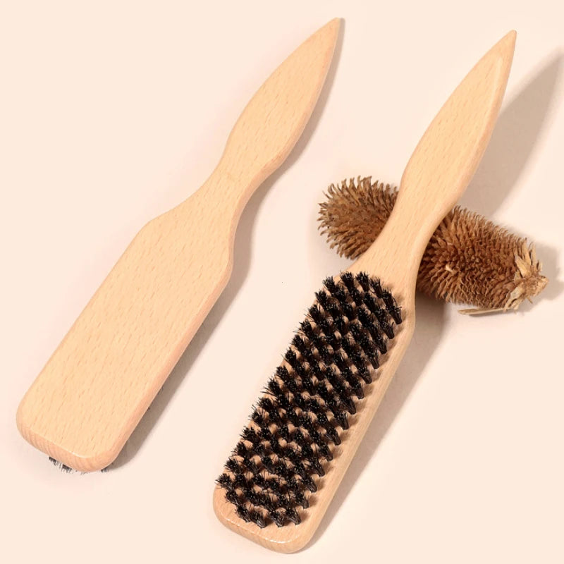 Haarbürste mit Wildschweinborsten und glatter Rückseite für schlanke Pferdeschwanz-Dutt- und Glättung von Babyhaaren, Flyaways, Kantenkontrolle – Zurückkehren und Necken