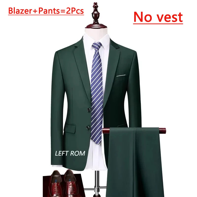 14 Farben M-6XL ( Jacke + Weste + Hose) High-End-Marke formale Business Herren Anzug dreiteiligen Bräutigam Brautkleid einfarbigen Anzug