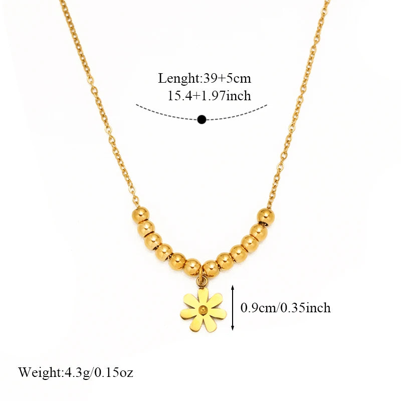 EILIECK 316L Edelstahl Goldfarbene Blumen-Anhänger-Halskette für Frauen, trendige Halskette, wasserdicht, Urlaubsschmuck, Geschenk