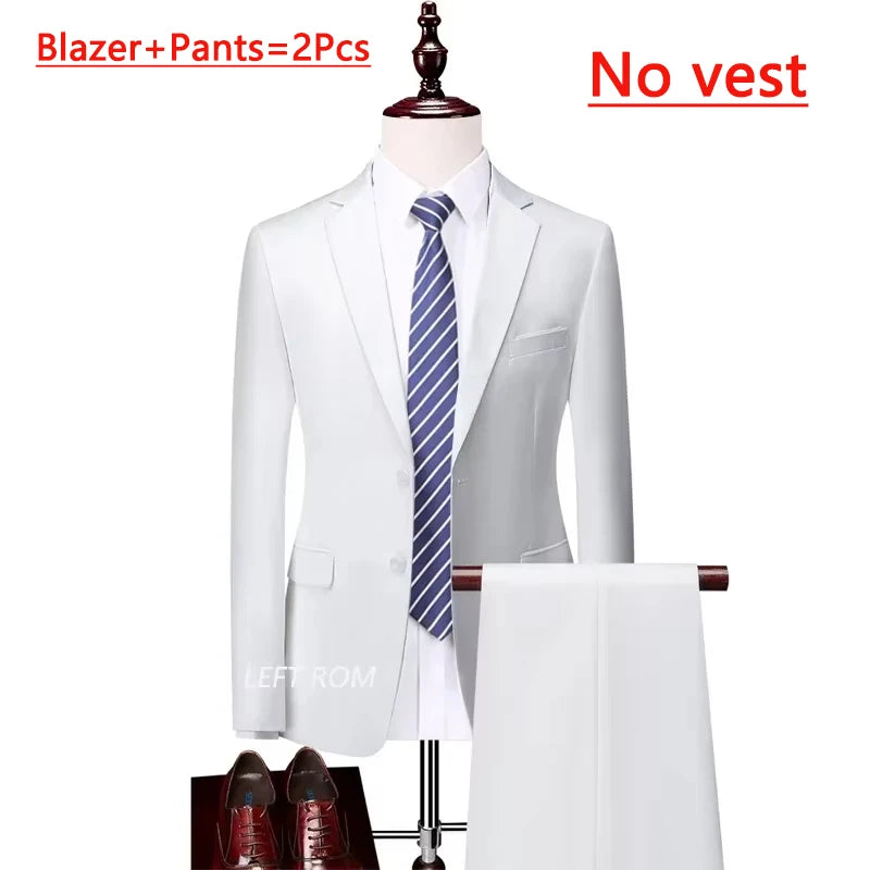 14 Farben M-6XL ( Jacke + Weste + Hose) High-End-Marke formale Business Herren Anzug dreiteiligen Bräutigam Brautkleid einfarbigen Anzug