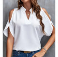 Große Größe neue Sommer und Herbst Damen Bluse Shirt modische V-Ausschnitt Solid Tops Kurzarm Damenbekleidung
