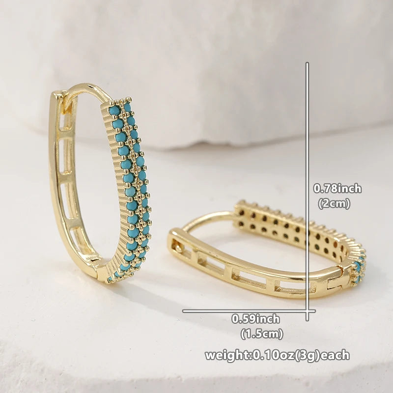 Exquisite Intarsien-Ohrringe in U-Form mit Türkisimitat für Damen, klassische Alltags- und Pendler-Ohrringe, Modeschmuck