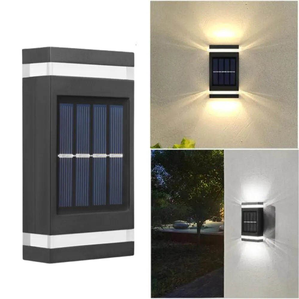 Solar-LED-Lampe für Außenbereich, Wasserdichte Wandleuchte mit Dämmerungssensor für Garten, Hof, Veranda, Gehweg, Camping und Zuhause