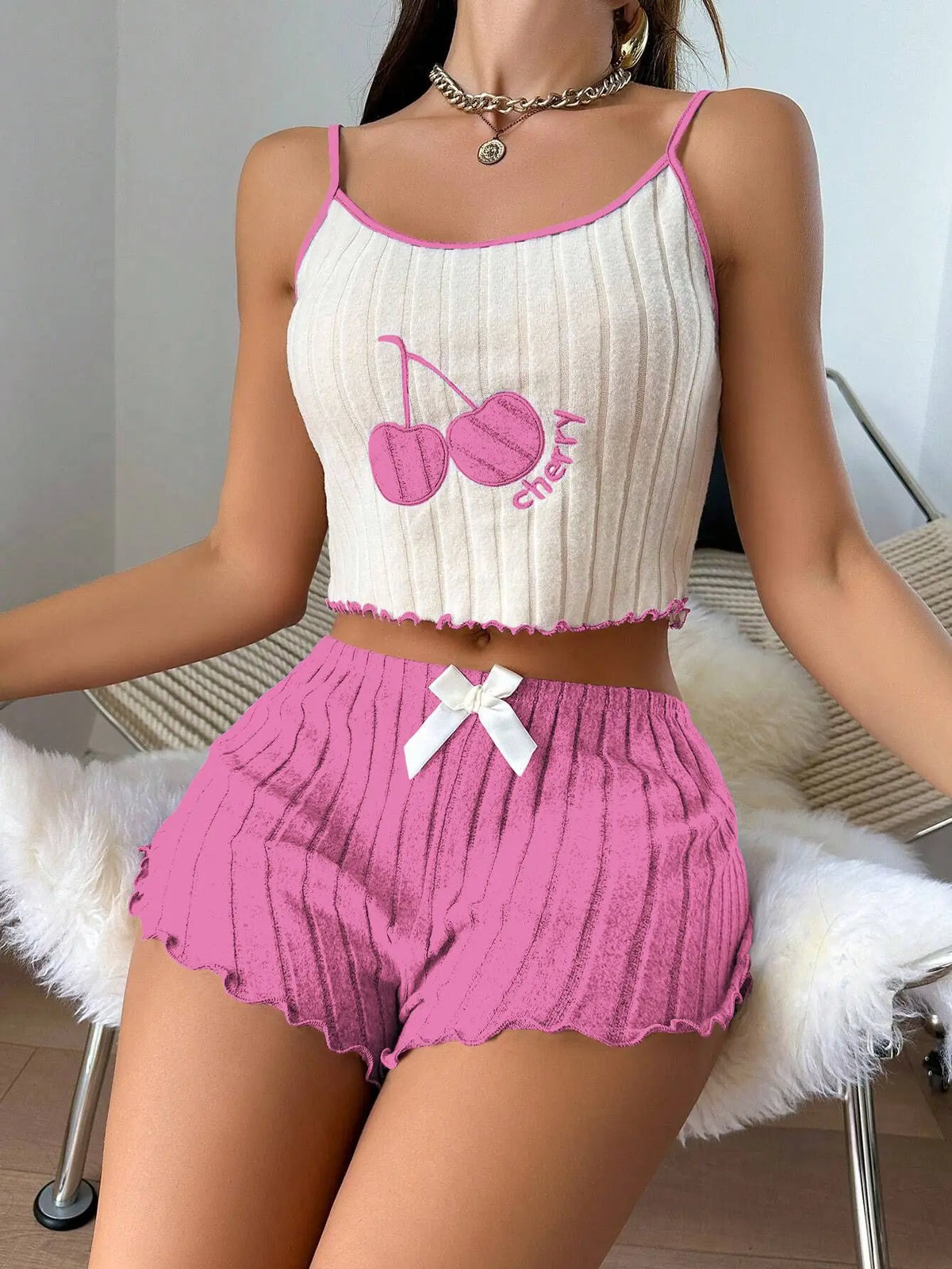 Sommer 2 stücke Pyjamas Set für Frauen Casual Einfache Boden Wolle Halfter Weste Shorts Set Hause Tragen Nachtwäsche Loungerwear
