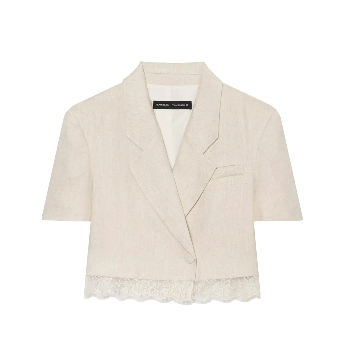 KONDALA Lässiger Chic Damen-Anzug mit V-Ausschnitt, Einknopf-Blazer, Kurze Spitzenblazerjacke, Reißverschlusstaschen, Shorts, Modisches 2026 Frühling-Sommer-Set