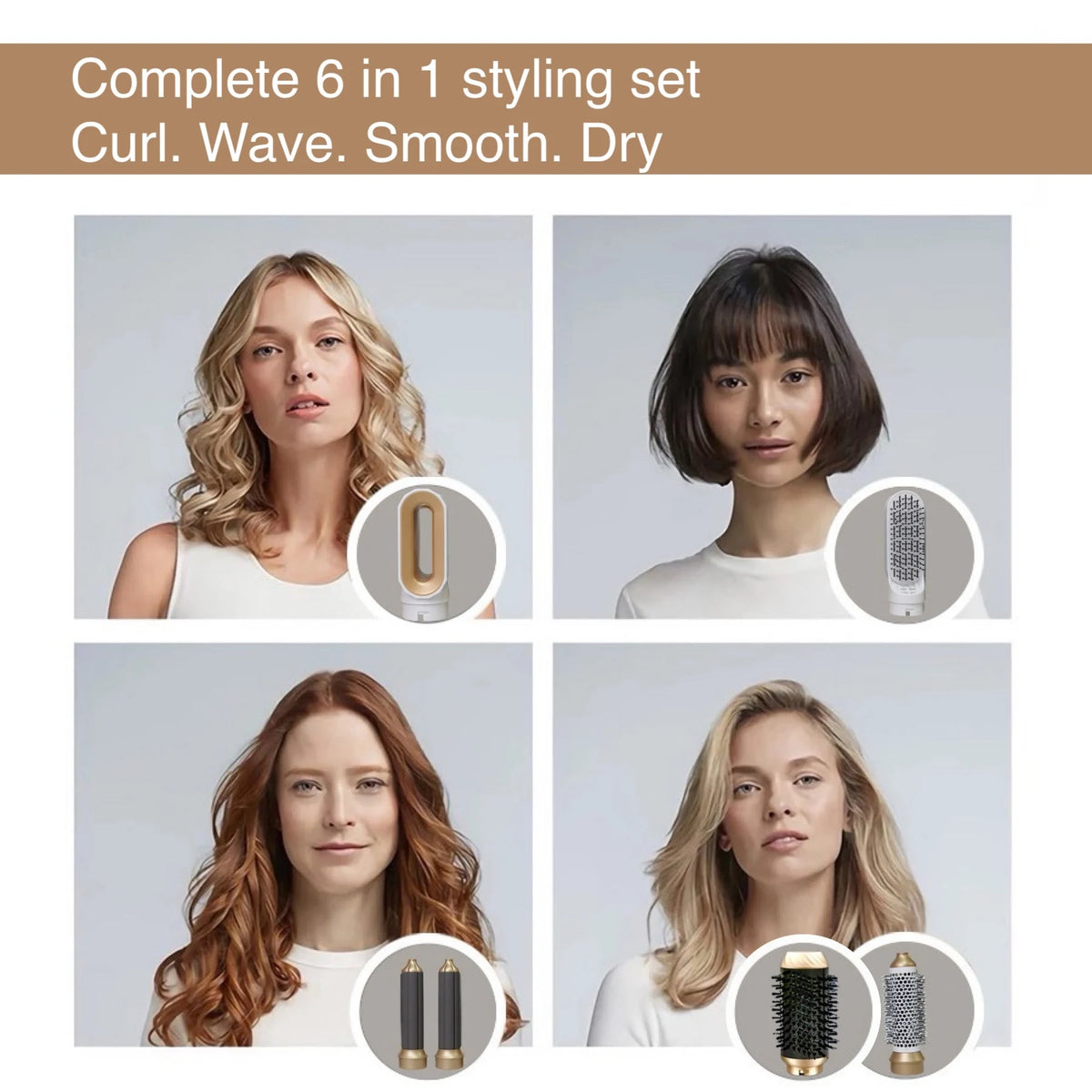 6-in-1-Haartrockner für Haare mit Lockenstab, Haarglätter mit Haarbürste, Haartrockner für Haartrockner, 6 in 1, Multi-Styler