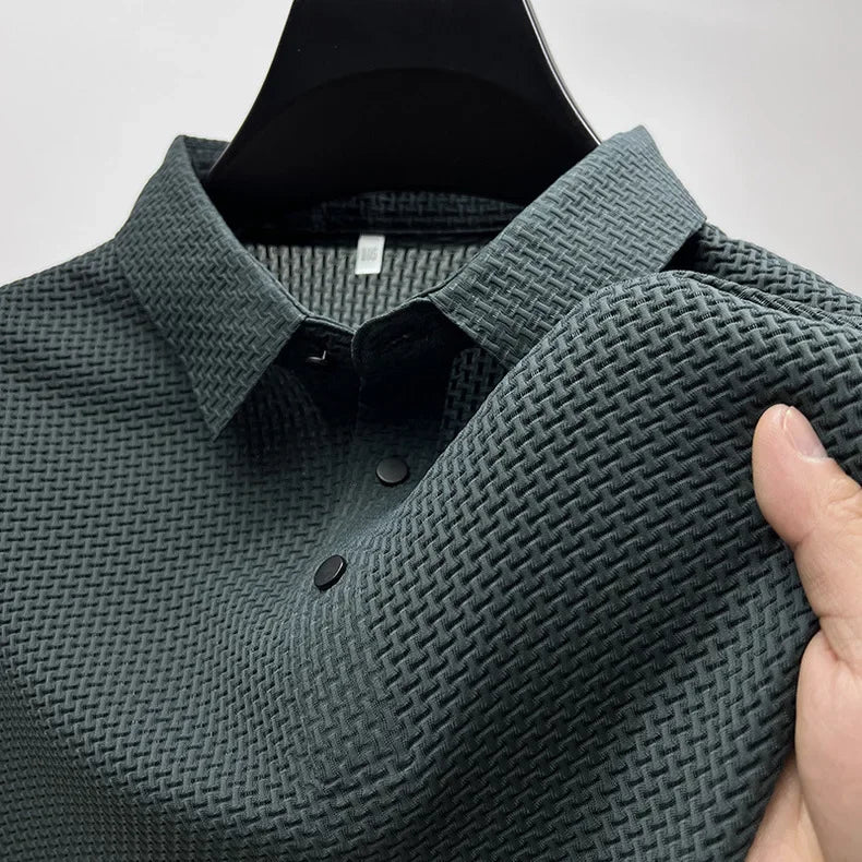Sommer Neue männer Lop-up Hohl kurzarm Polo T-shirt Eis Seide Atmungsaktive Business-Mode T-Shirt männliche Marke Kleidung