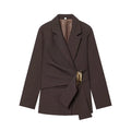 ETJ 2025 Damen Herbst und Winter neues elegantes Mode-Revers mit Schulterpolster, geknöpfter Jacke und gerader Hose