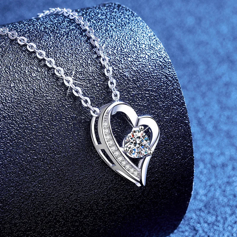 Halskette aus 925er-Sterlingsilber mit Herzanhänger, schlicht, für Damen, Hochzeit, Verlobung, Schmuck, Mode, Klassiker, Geschenk, Party, hohe Qualität