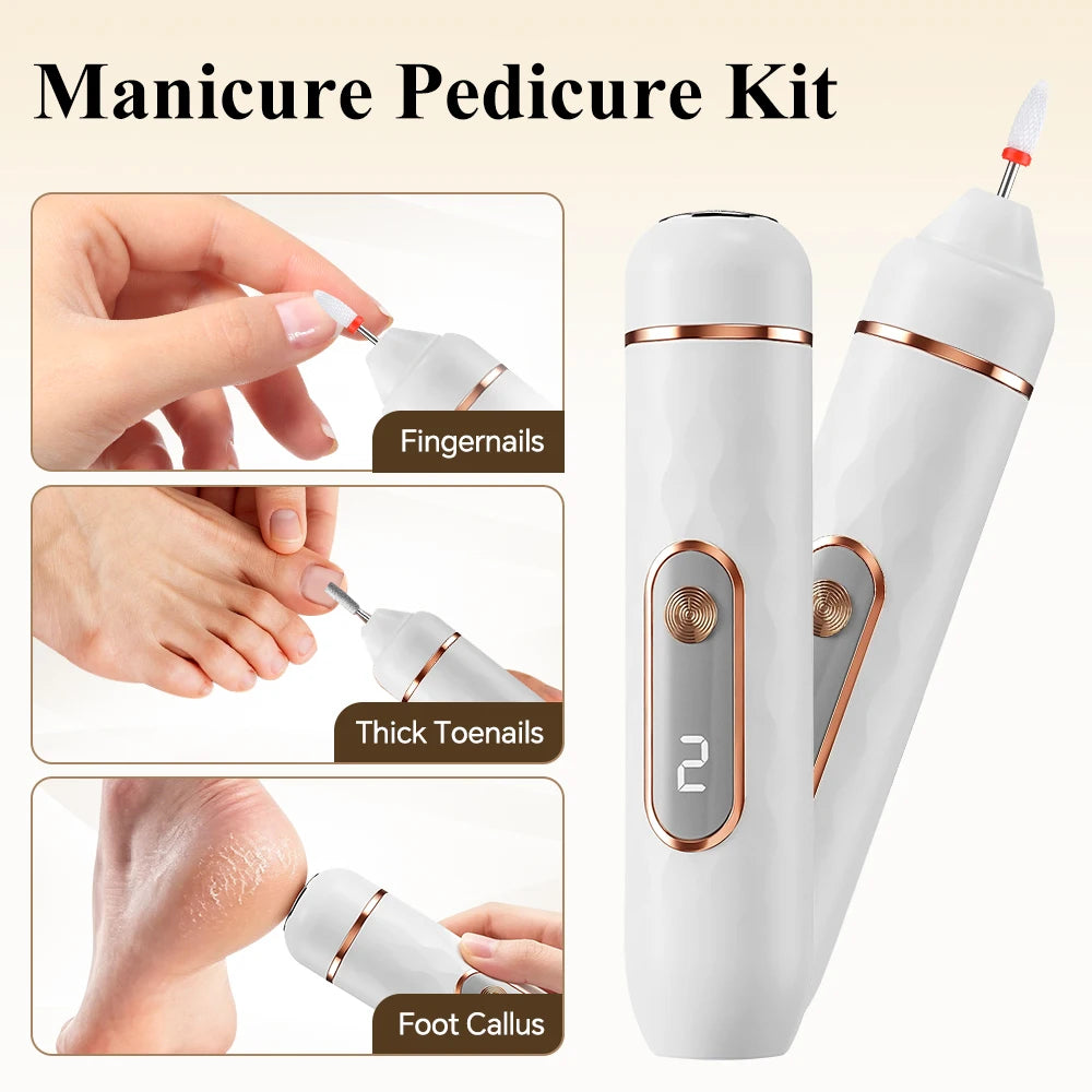 2-in-1 Elektrische Fußfeile & Nagelschleifer Professionelle Maniküre-Pediküre-Schleifwerkzeuge Hornhautentferner Fußpeeling