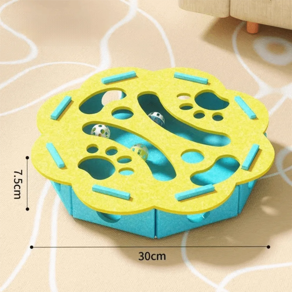 Katzenkratzbäume für den Innenbereich, Katzen-Puzzle-Spielzeug, Filz-Puzzle-Box, Katzen-Übungsspielzeug mit Ball, interaktives Indoor-Übungsspielzeug für Kätzchen
