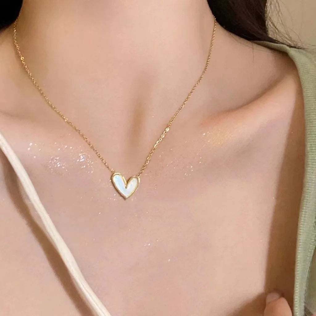 Aihua Mode Minimalistische Runde Opal Anhänger Halskette für Frauen Geometrische Schlüsselbein Ästhetische Kette Sommer Schmuck Zubehör