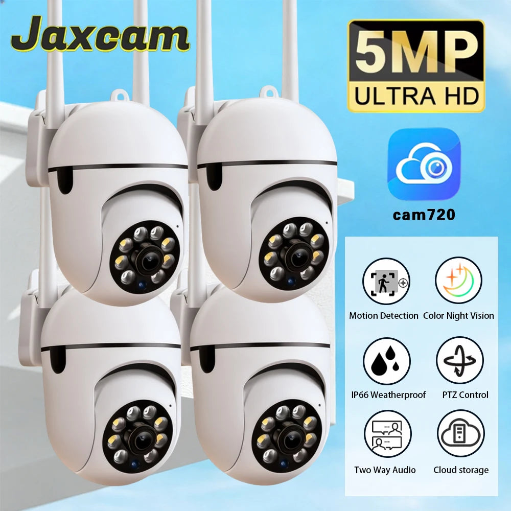 Cam720 APP 5MP PTZ IP-Kamera Intelligente Außen-Überwachungskamera WLAN CCTV mit Farbnachtsicht Drahtlose HD 2-Wege-Audio-Kommunikation